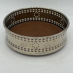 Silver Plate Kirk Stieff Wine Bottle Coaster w/ Swag and Wheel Design 5" D
